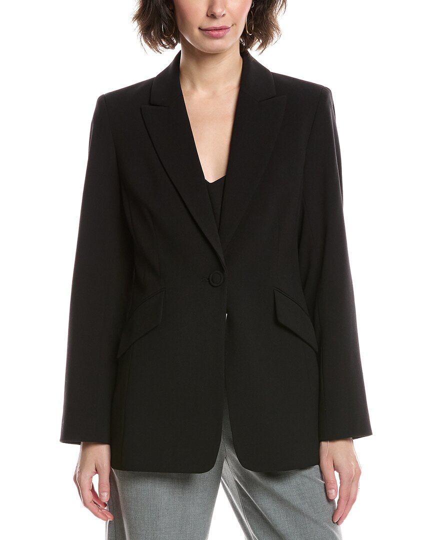 Tahari Asl Plus Size Long-sleeve One-button Blazer In Black