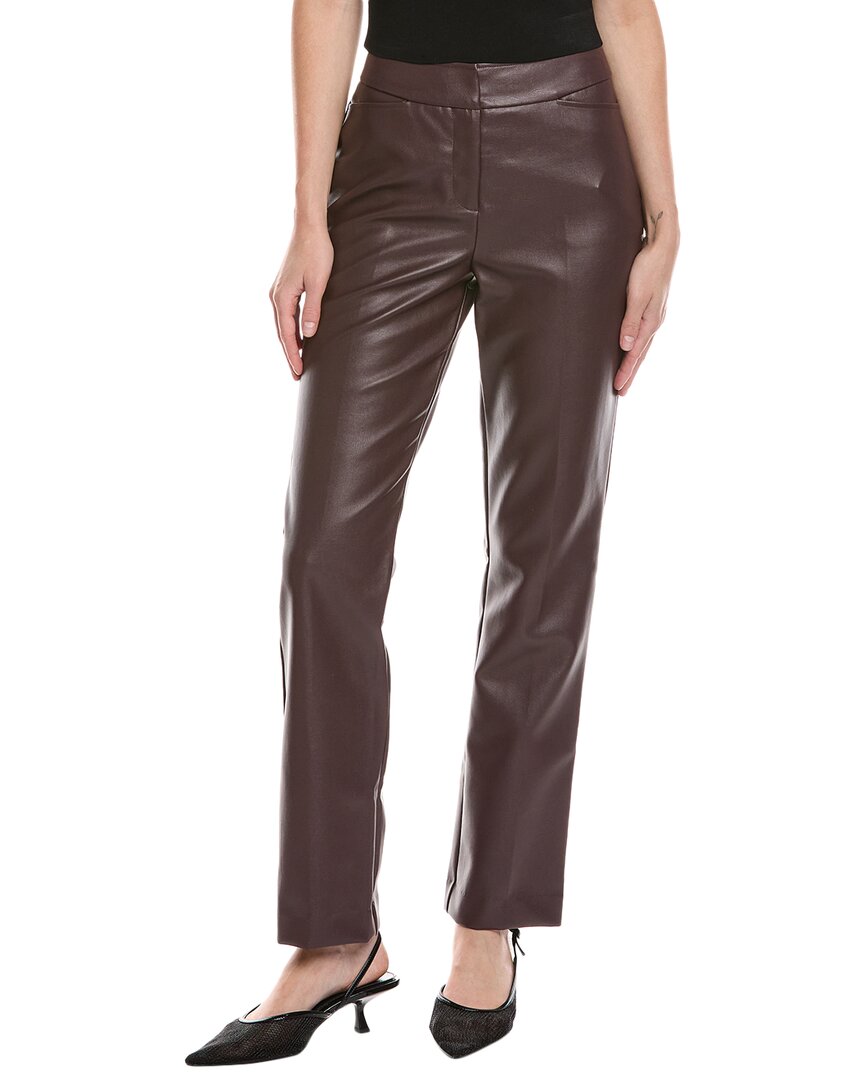 Tahari Asl Faux Leather Pants In Brown