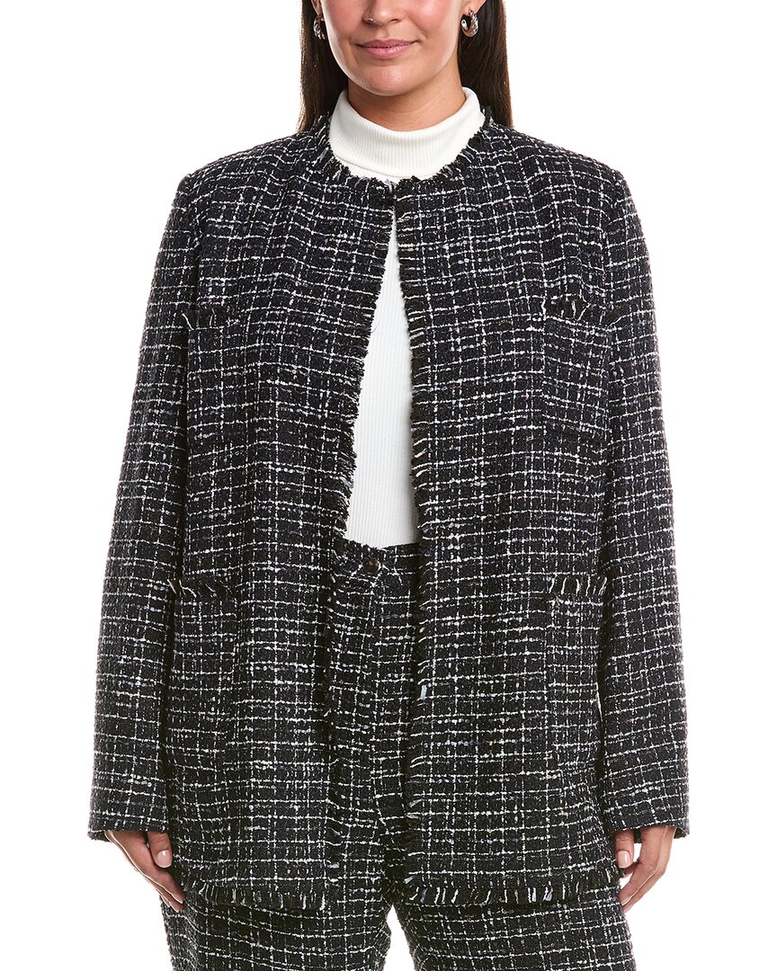 Marina Rinaldi Plus Size Mora Fringe-trim Tweed Jacket In Black