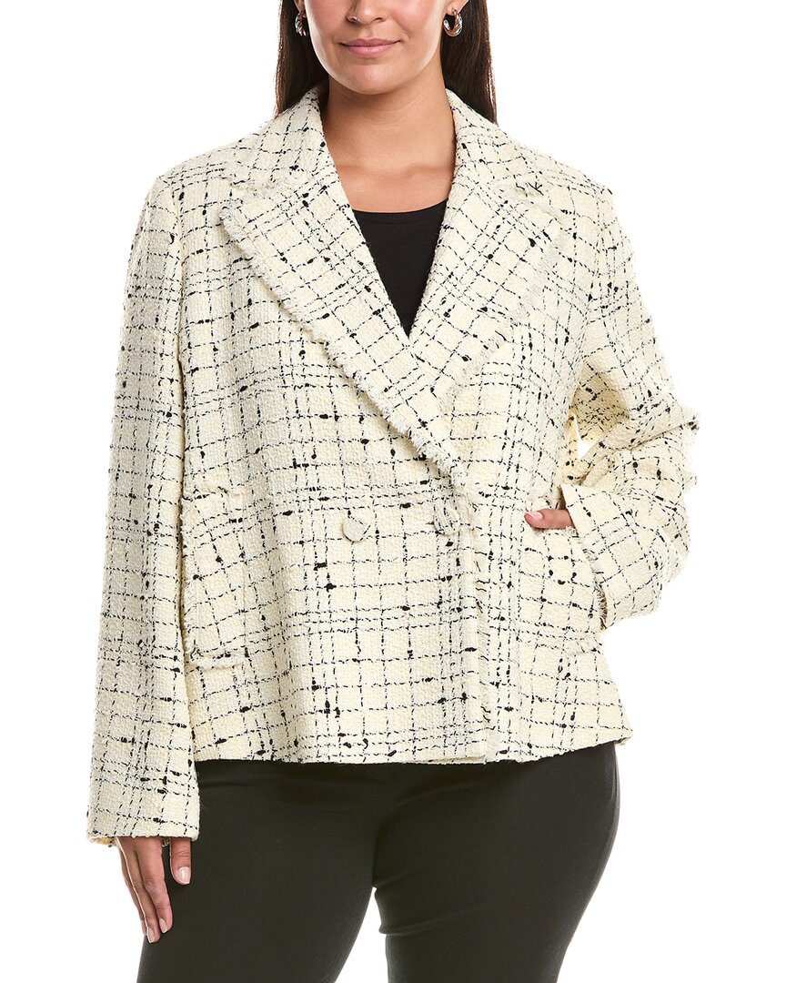 Marina Rinaldi Plus Saggina Wool-blend Blazer In White