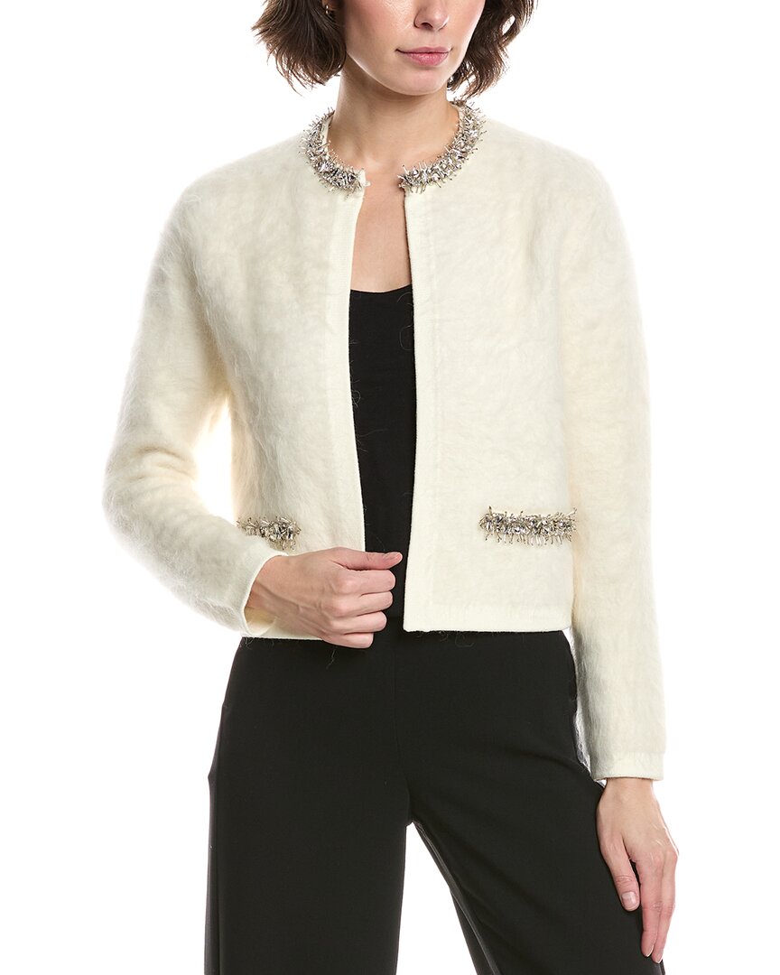 Kobi Halperin Madeline Embellished Alpaca Blend Cardigan In White