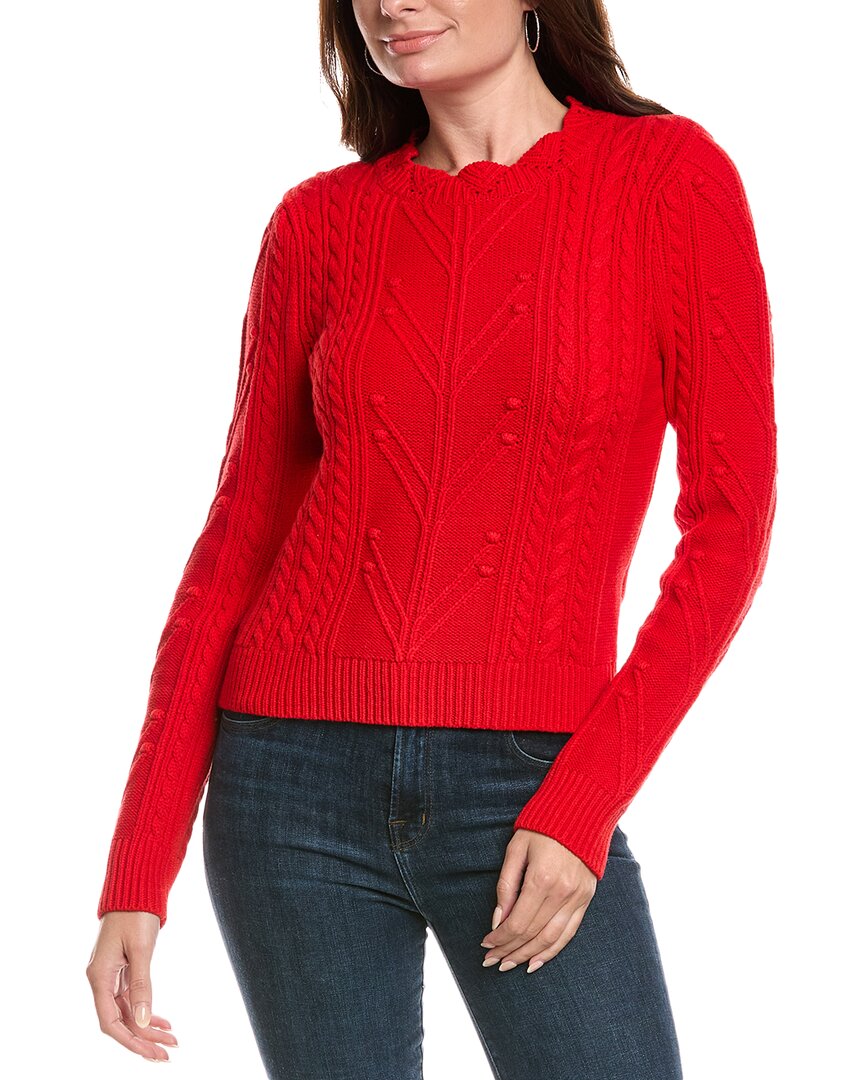 Michael Stars Suki Cable Knit Sweater In Cherry In Red