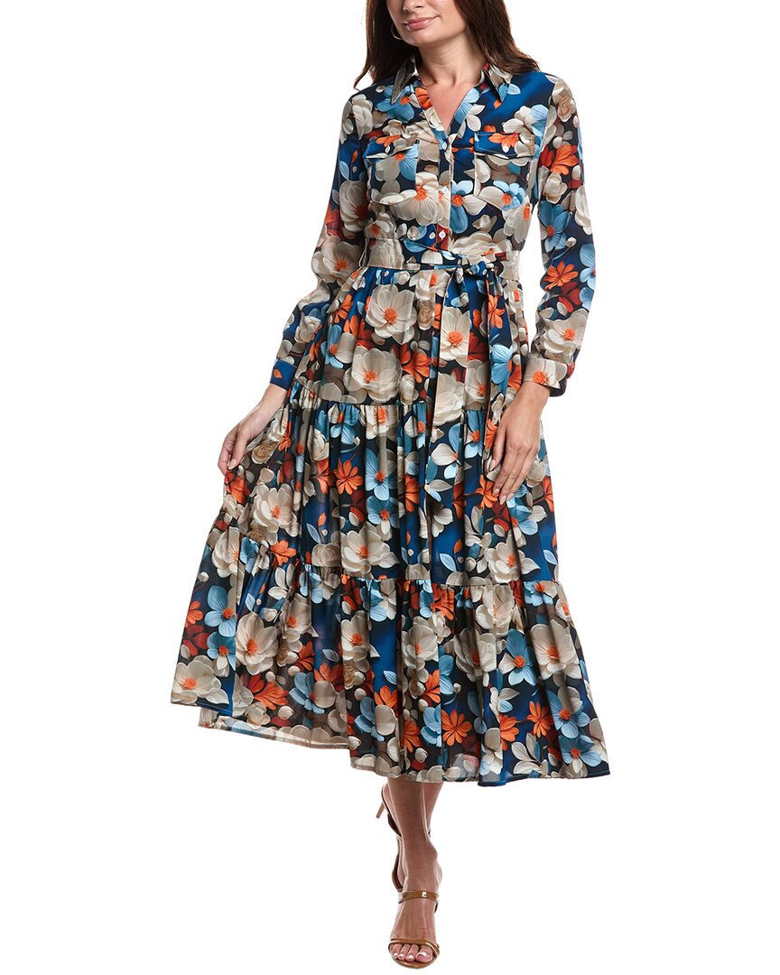 Gracia Maxi Shirtdress In Blue