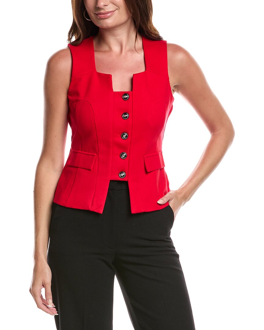Gracia Button Vest In Red