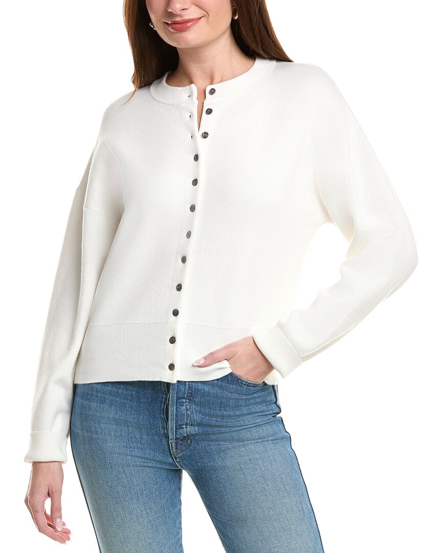 Fate Round Neckline Cardigan In White