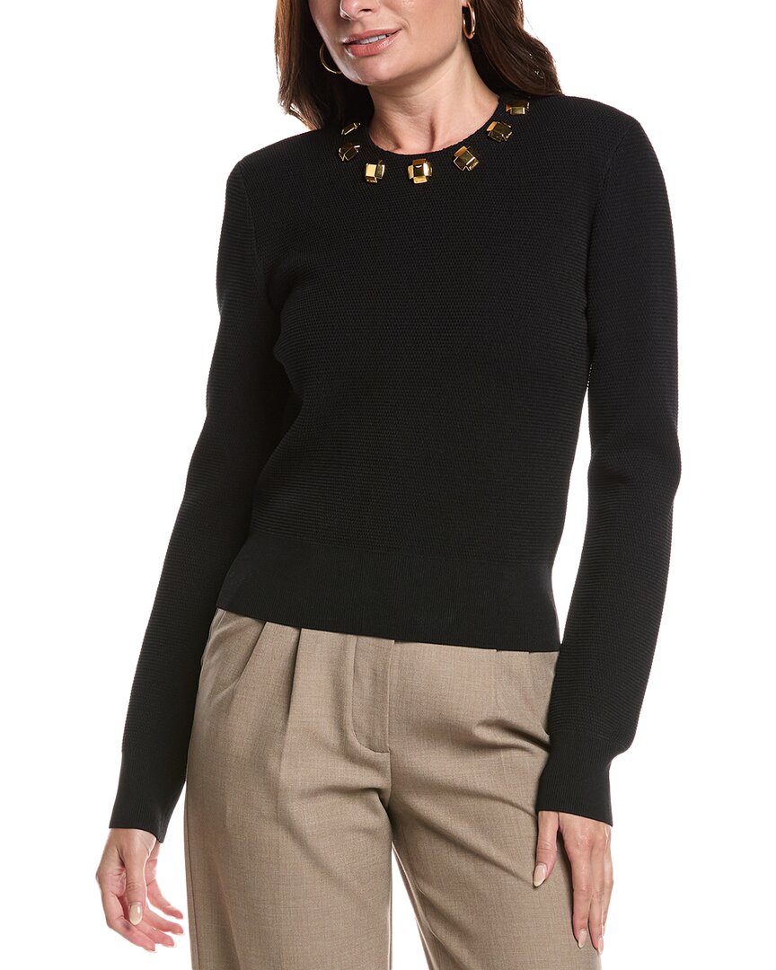 St John St. John Pique Knit Sweater In Black