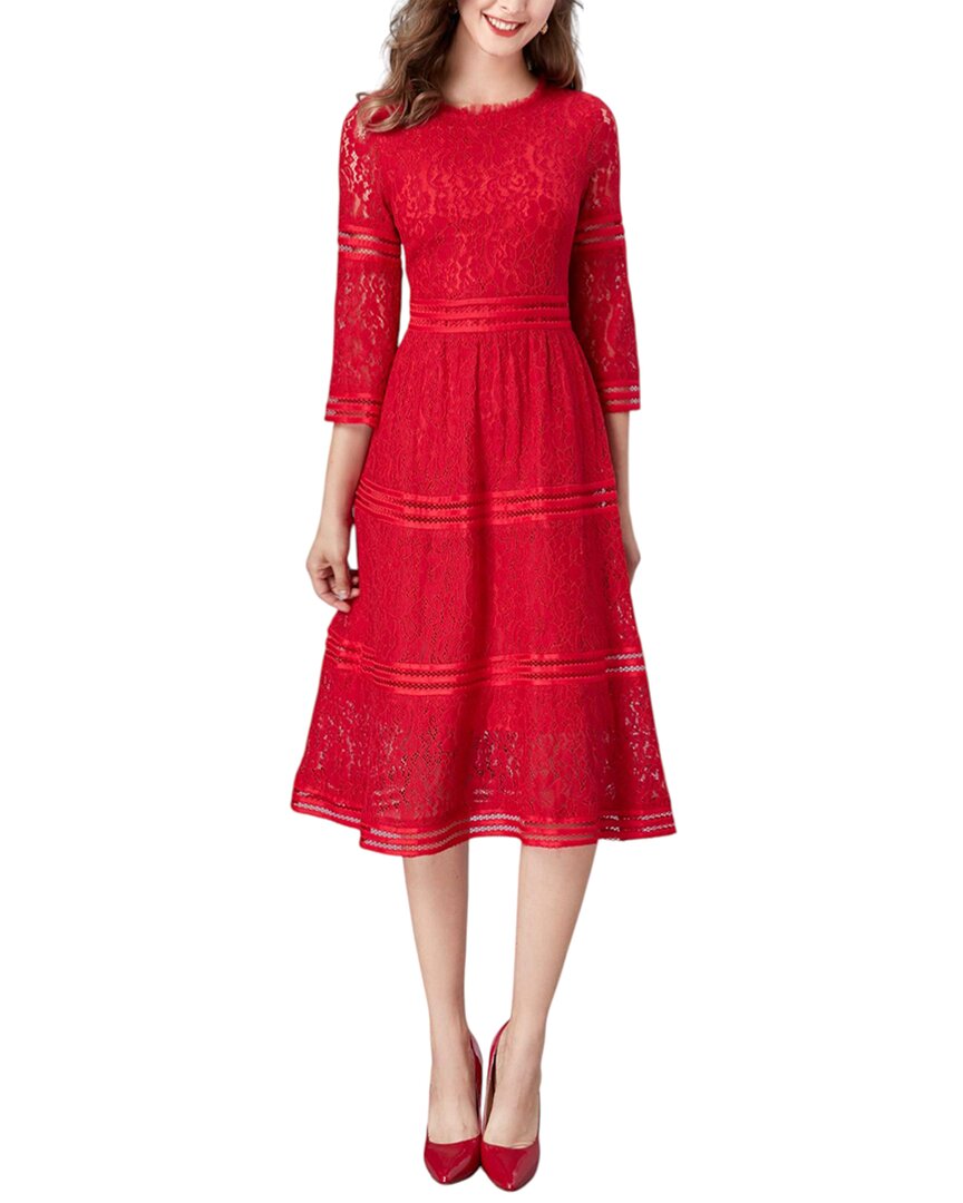 Adele Berto Midi Dress In Red