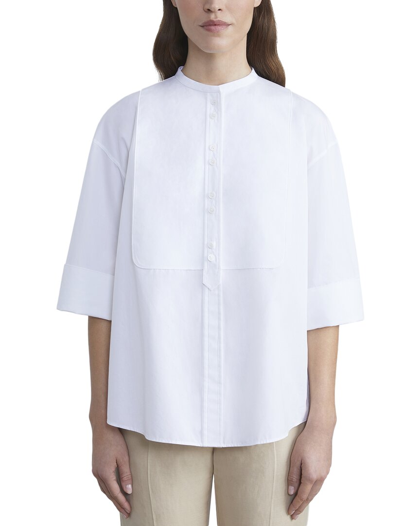 Lafayette 148 New York Bib-front Tuxedo Shirt In White