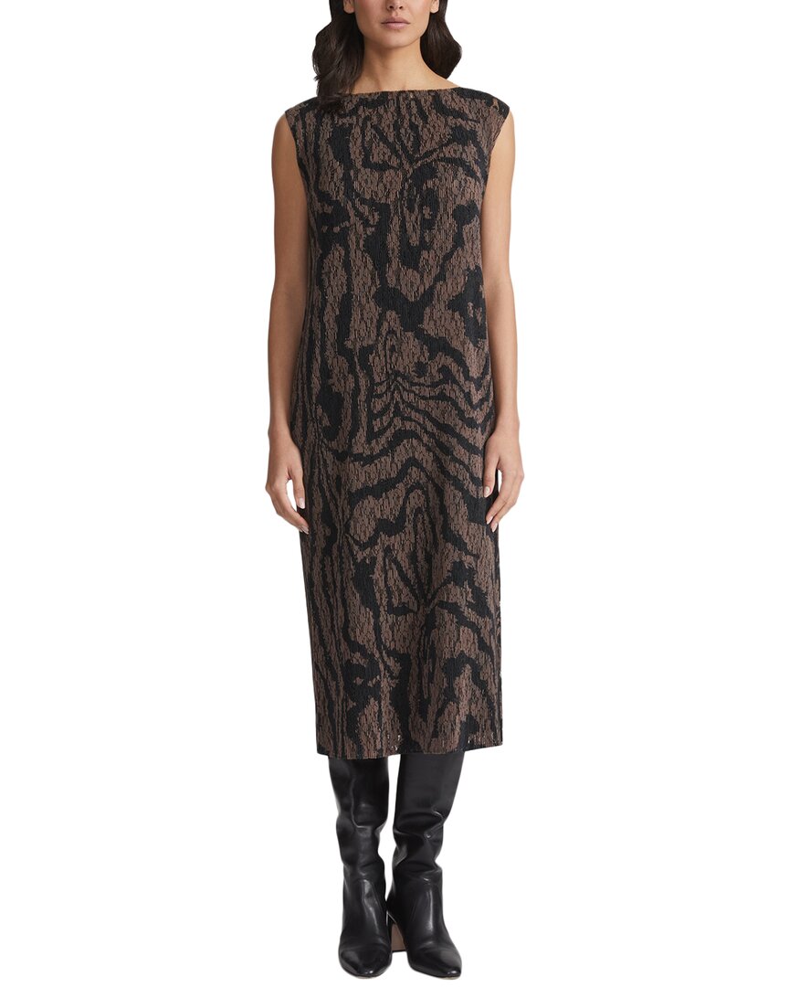 Lafayette 148 New York Plisse Sleeveless Midi Dress In Brown
