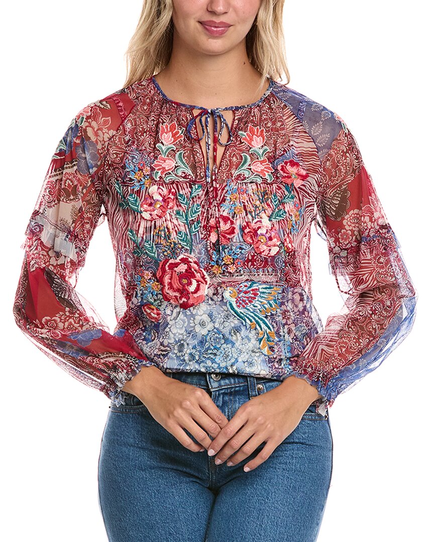 Johnny Was Mazzy Peasant Ruffle Blouse In Multi