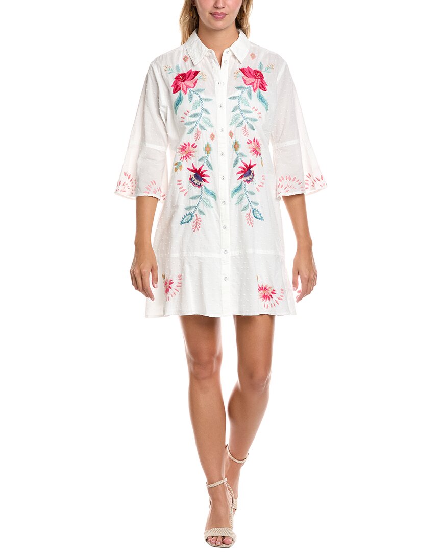 Johnny Was Tiered Flounce Shirtdress In Multi