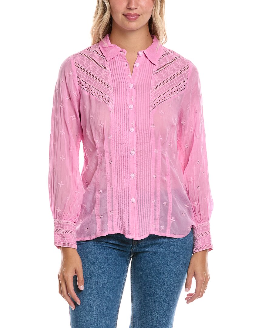 Johnny Was Haarlem Button-up Shirt In Pink
