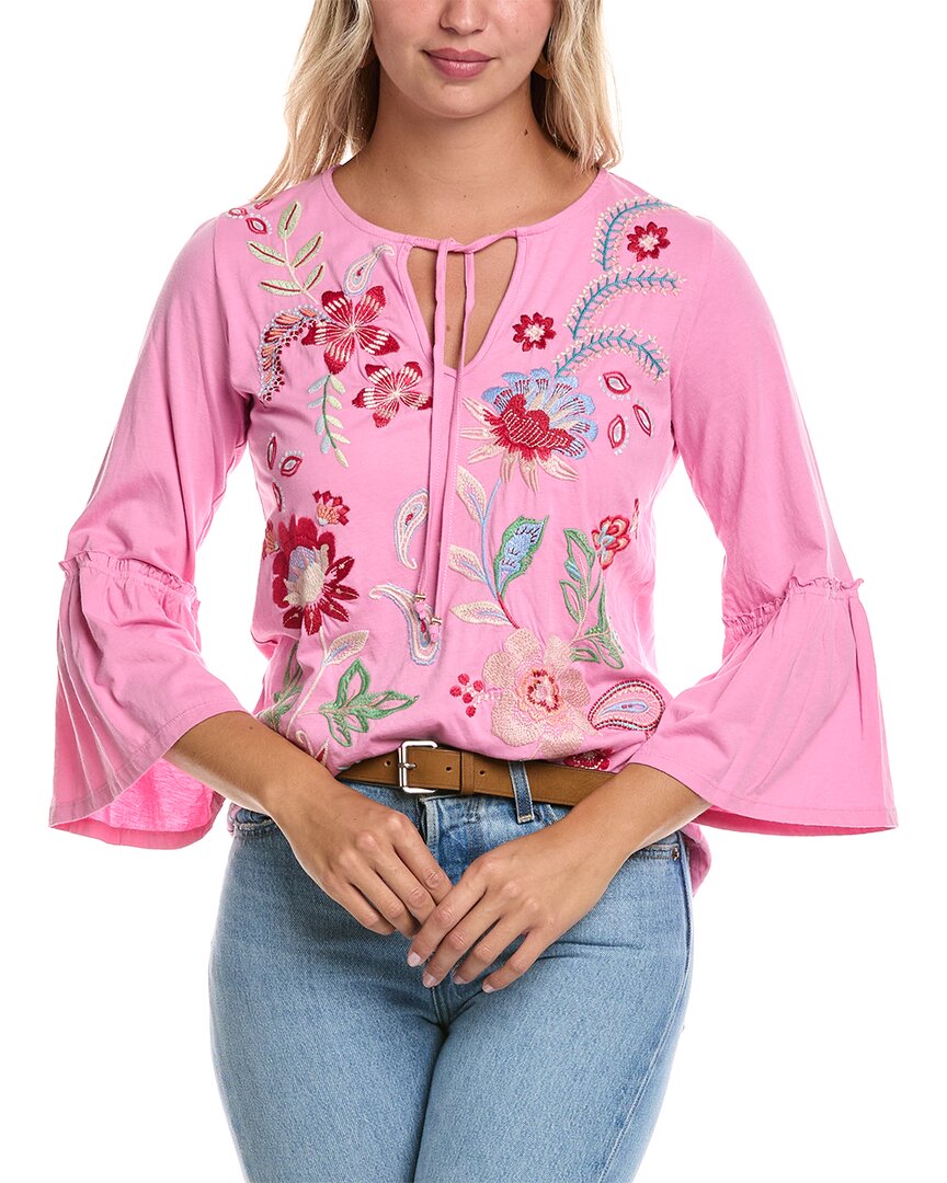 Johnny Was Ruffle Sleeve T-shirt - Freyde In Pink