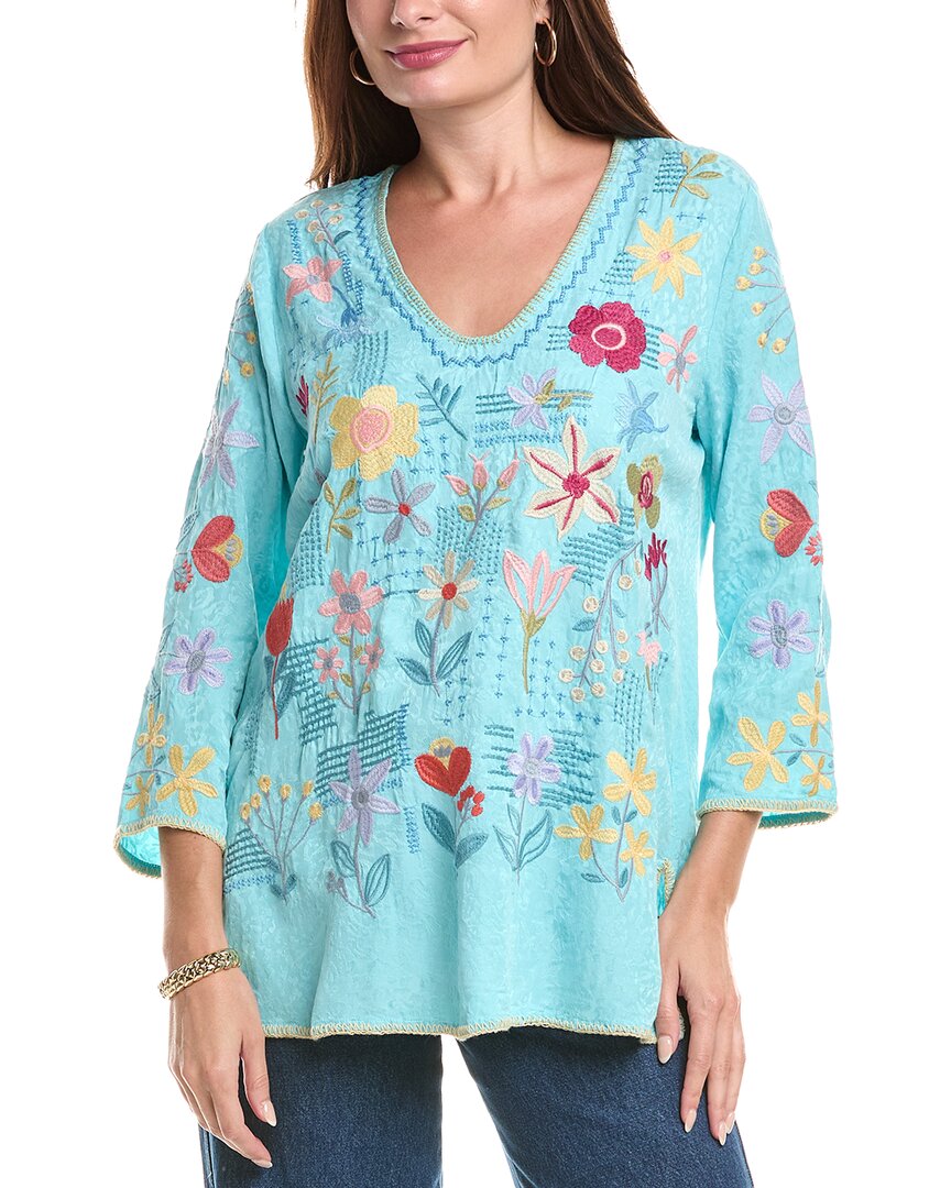 Johnny Was Inji Blouse In Marine Blue In Blue