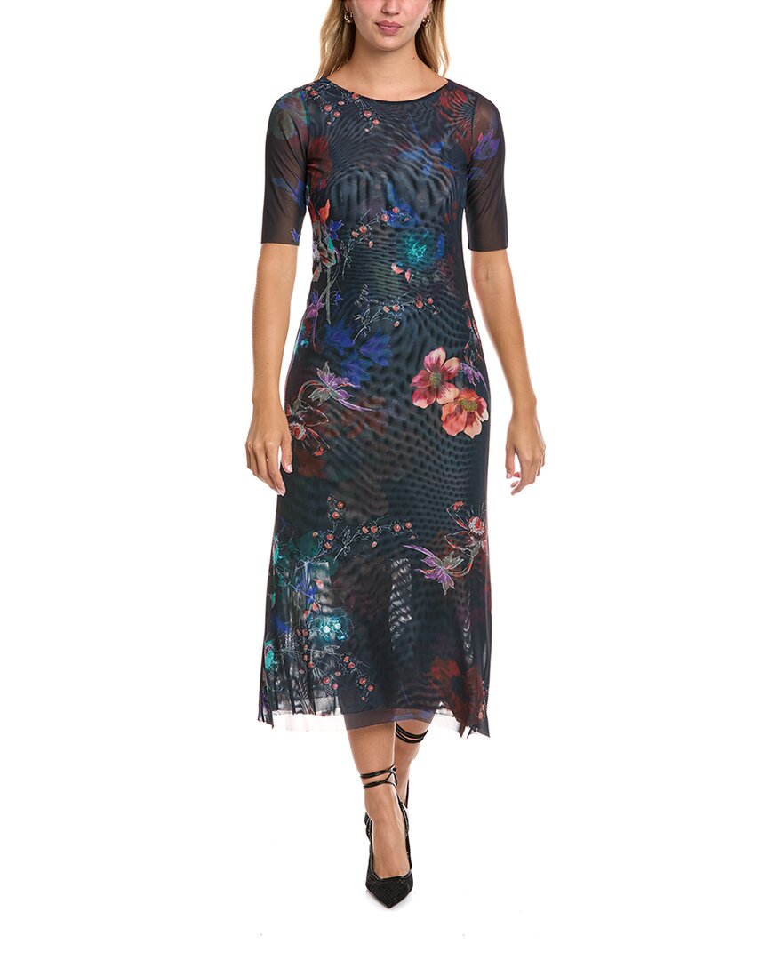 Johnny Was Astrid Mesh Midi Dress In Blue