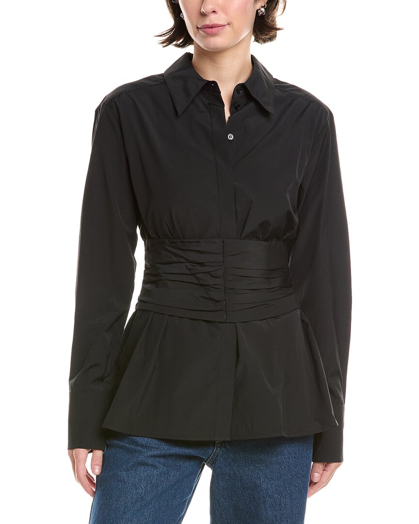 Rebecca Taylor Corseted Button Down In Black