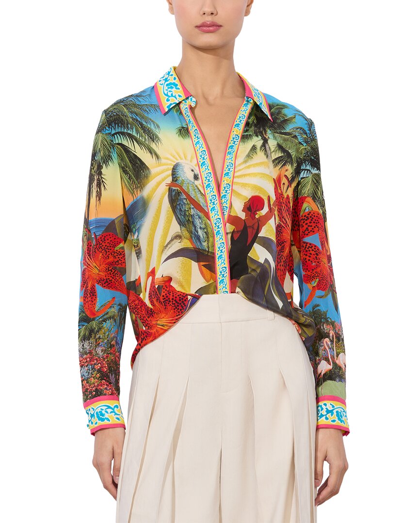 Alice And Olivia Alice + Olivia Willa Silk Top In Brown