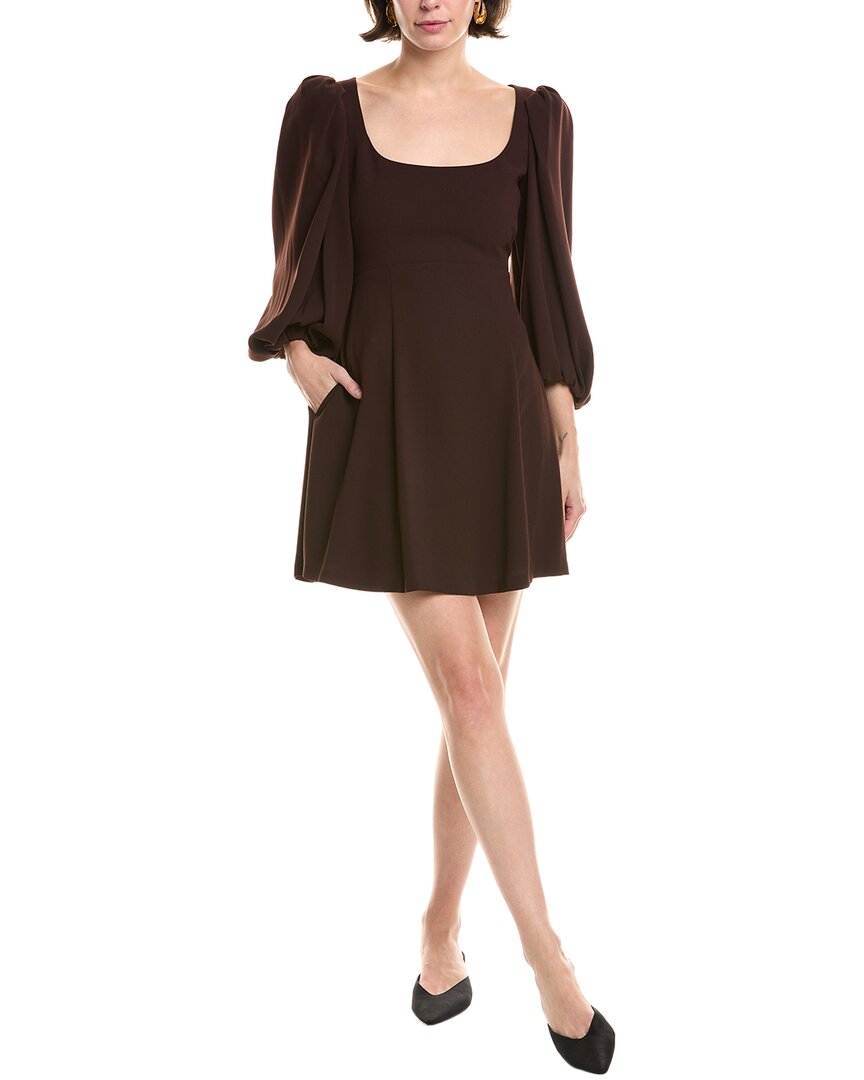 Rebecca Taylor Long Sleeve Mini Dress In Brown