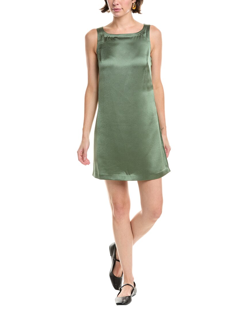 Rebecca Taylor Heavy Satin Shift Dress In Green
