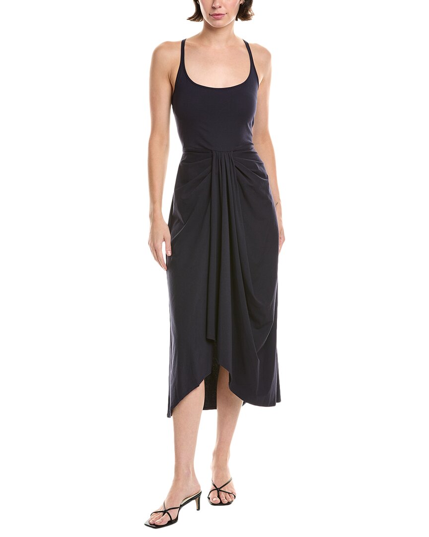 Rebecca Taylor Sarong Drape Midi Dress In Black