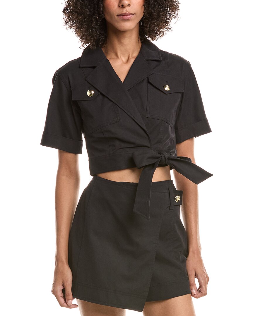 Derek Lam 10 Crosby Ragean Utility Wrap Top In Black