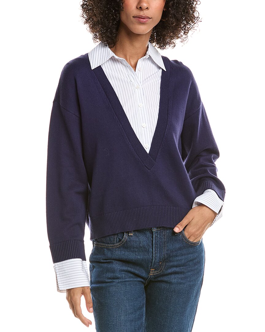 Derek Lam 10 Crosby Rida Mixed Media Cashmere-blend Sweater In Purple