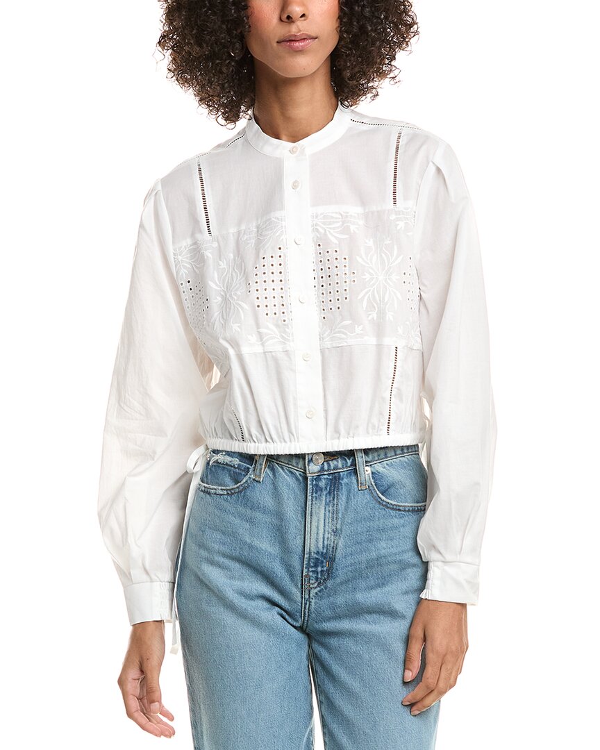 Derek Lam 10 Crosby Malory Garden Tile Eyelet Blouse In White