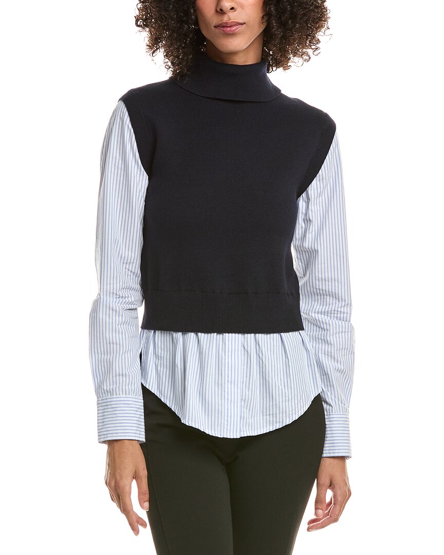 Derek Lam 10 Crosby Lacey Button Down Shirt In Blue
