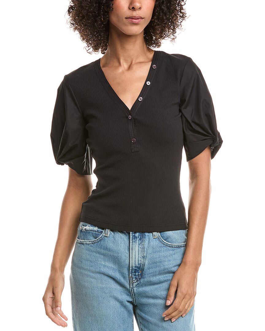 Derek Lam 10 Crosby Fallon Mixed Media T-shirt In Black