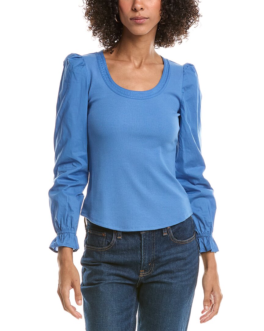 Derek Lam 10 Crosby Aishah Scoop Neck Top In Blue