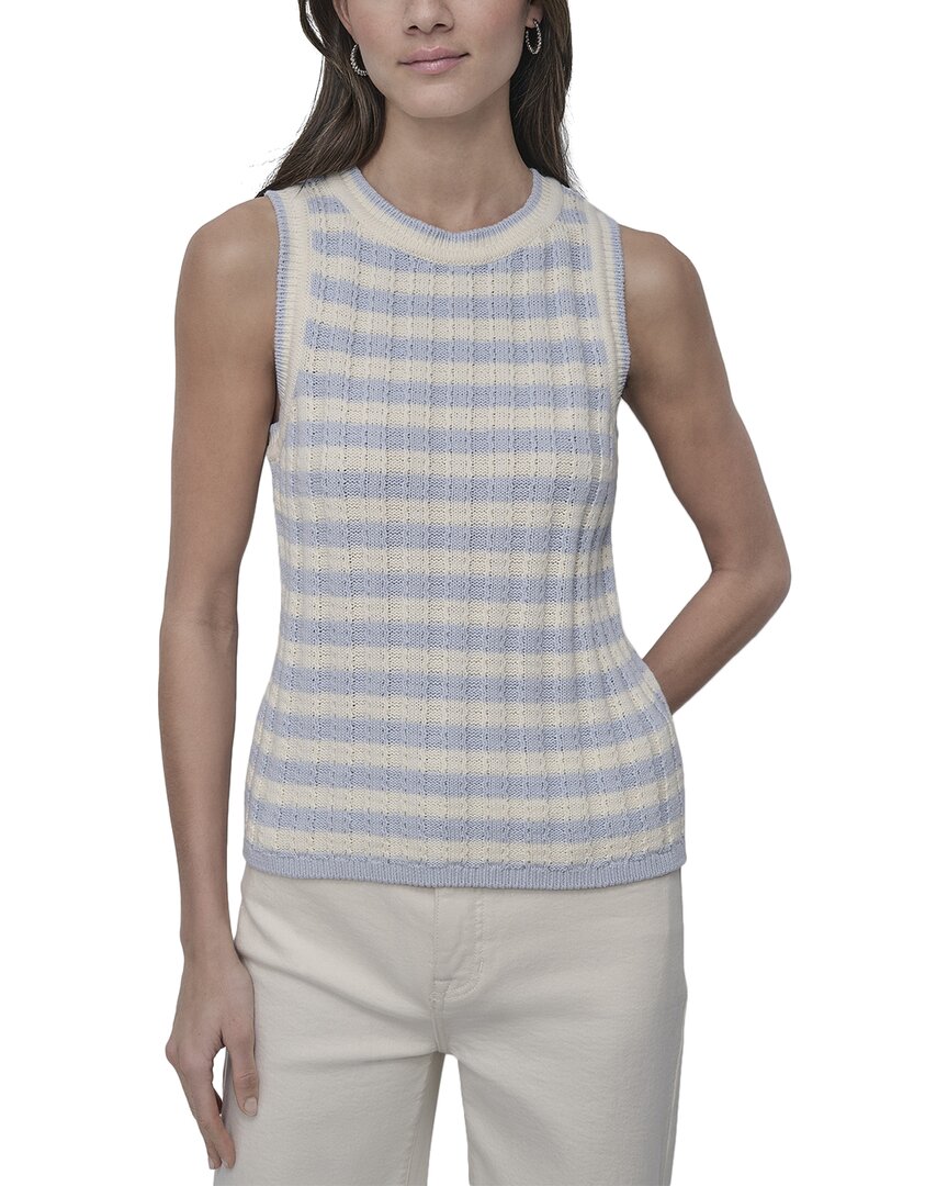 Dkny Ribbed Striped Tank In Blue