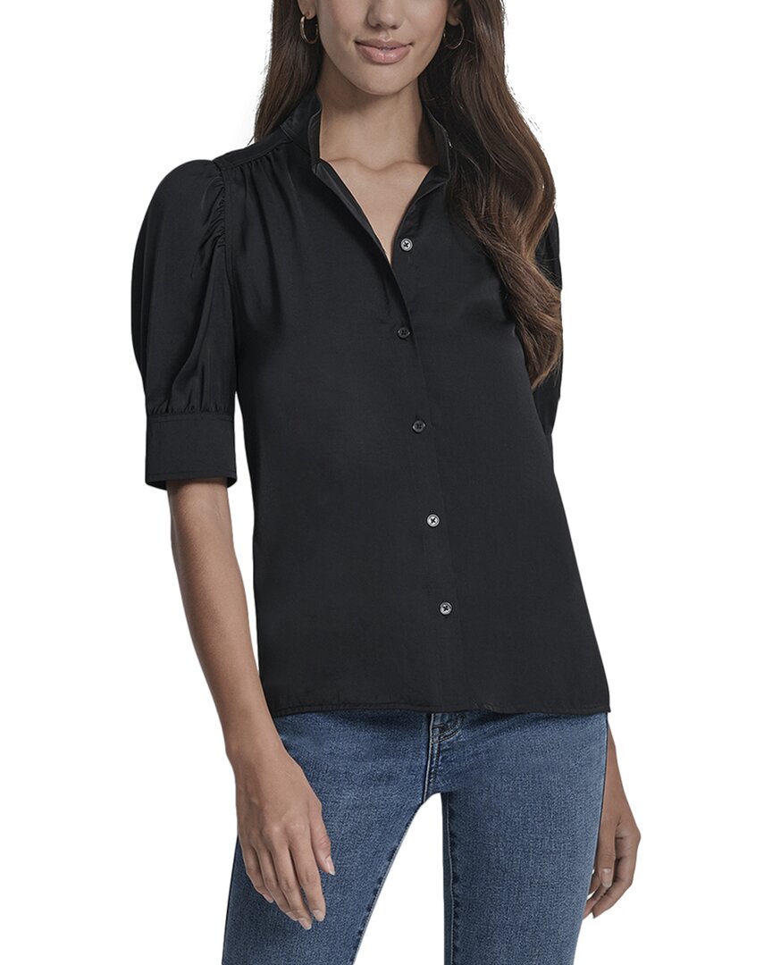 Dkny Puff Sleeve Shirt In Black