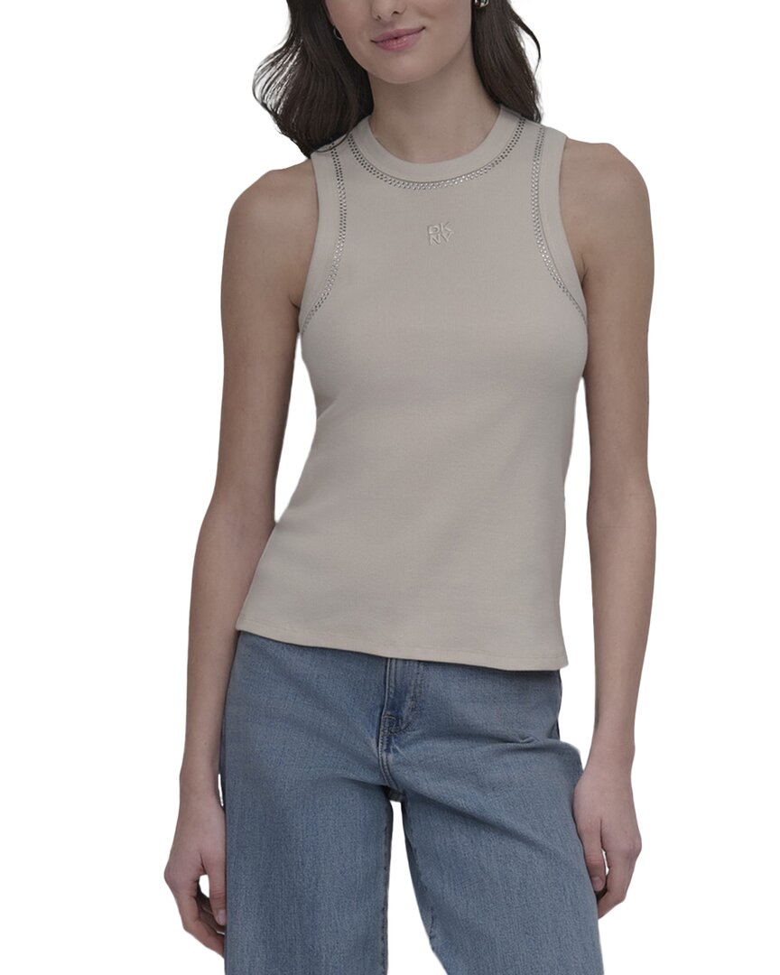 Dkny Rhinestone Tank In Neutral
