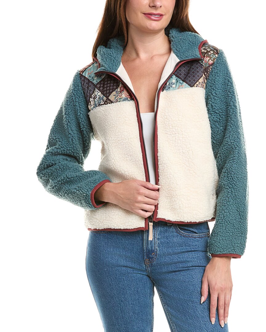 Horizon Mixed Media Sherpa Jacket In Blue