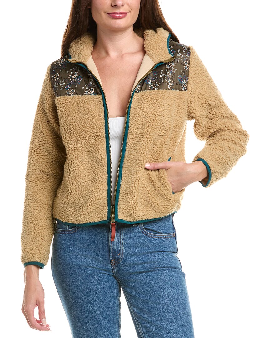 Horizon Mixed Media Sherpa Jacket In Brown