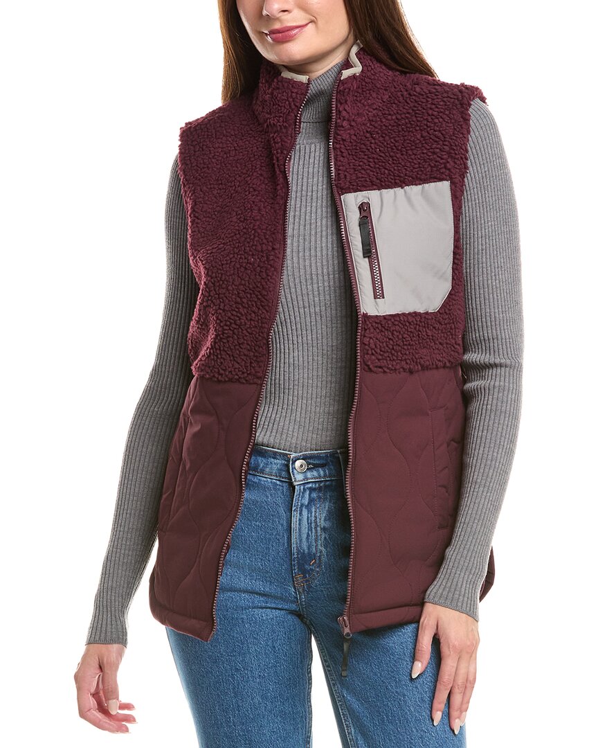 Horizon Mixed Media Sherpa Vest In Purple