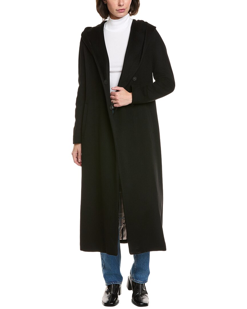 Herno Wool Long Coat In Black