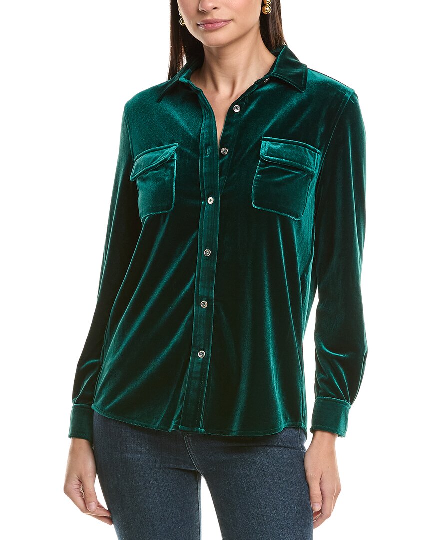 Jones New York Velvet Utility Shirt In Green