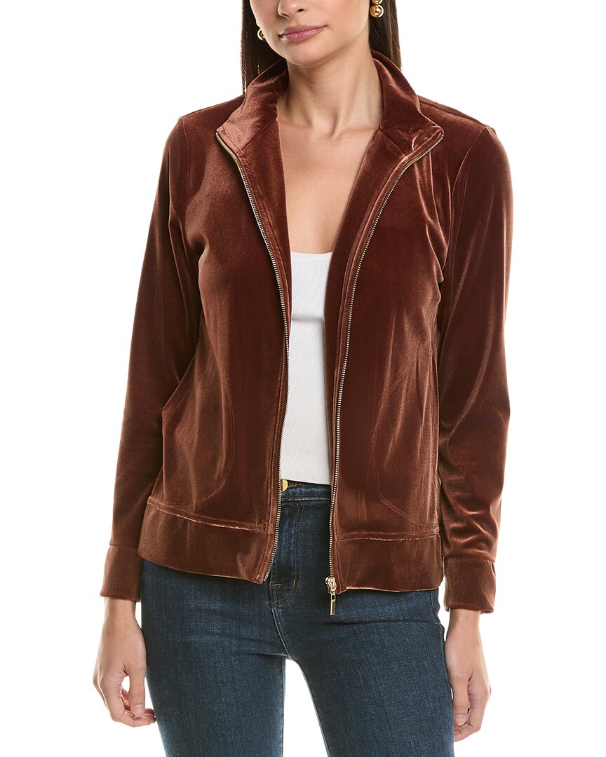 Jones New York Velvet Mock Neck Jacket In Brown