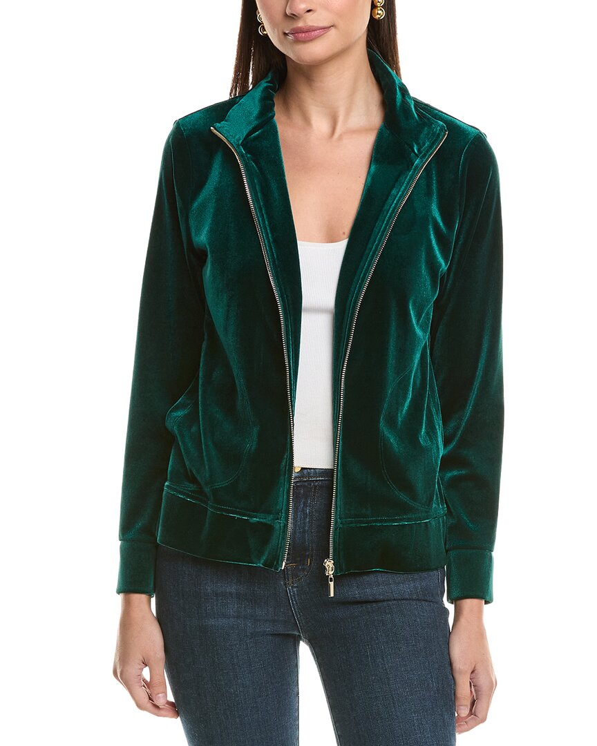 Jones New York Velvet Mock Neck Jacket In Green