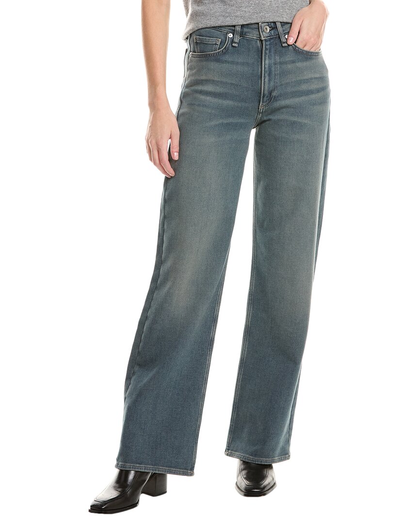 Rag & Bone Ultra Stretch Lori Mid-rise Medium Wash Wide Leg Jean In Blue