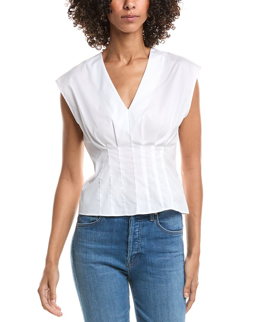Rag & Bone Ines V-neck Poplin Top In White