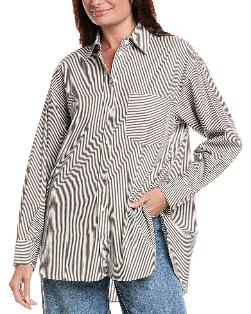 Rag & Bone Max Stripe Boyfriend Shirt In Gray