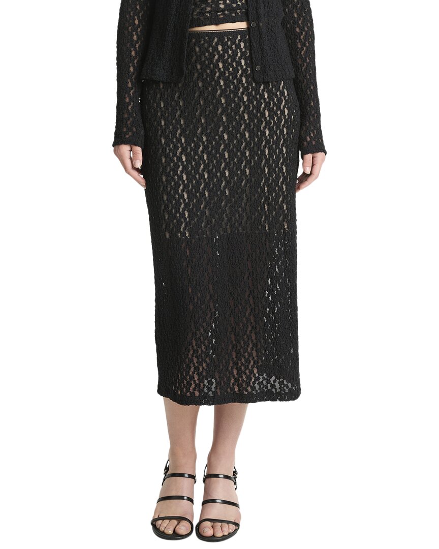 Vince Floral Smocked Skirt In Black