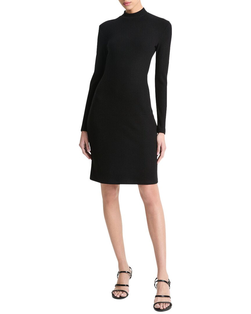 Vince Ribbed-knit Mini Dress In Black