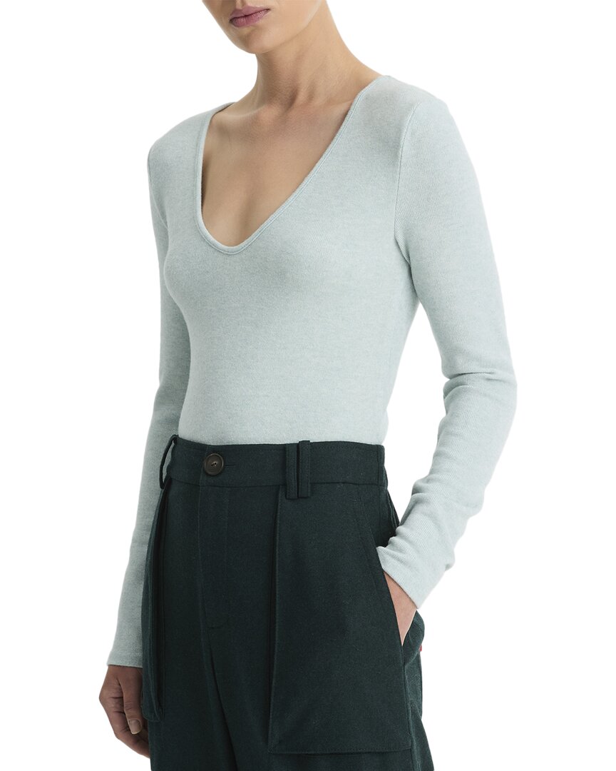 Vince V-neck Knit Top In Blue