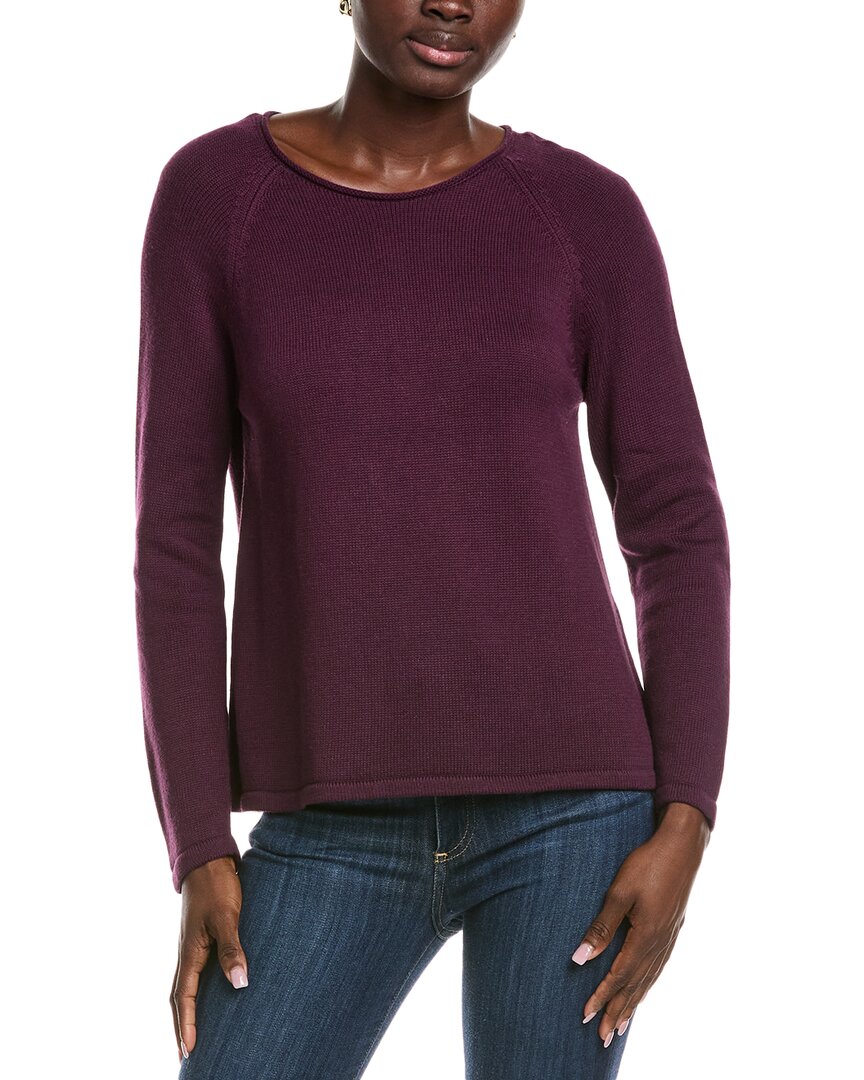 Eileen Fisher Linen-blend Boxy Sweater In Purple