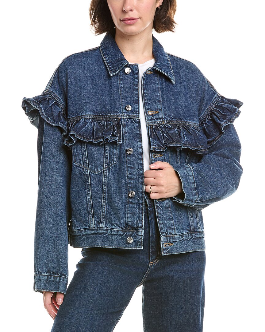 Frame Denim The Ruffle Jacket In Blue
