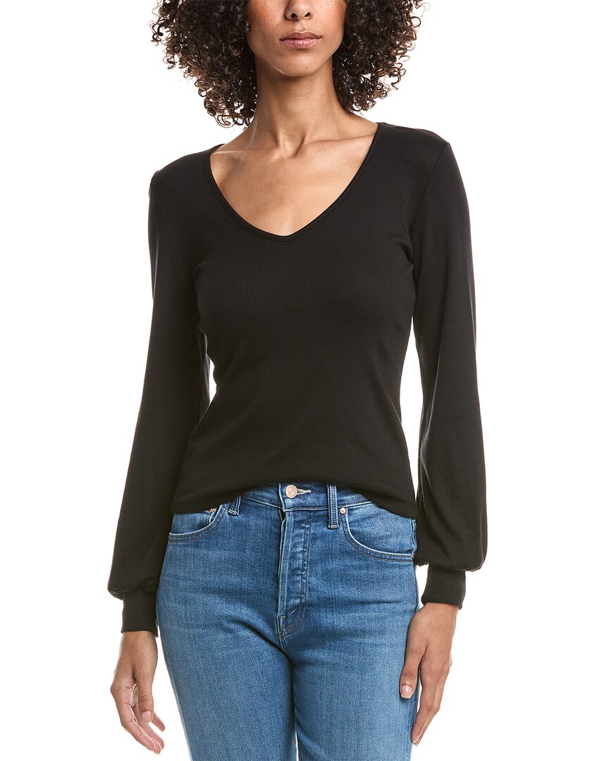 Michael Stars Olivia Balloon Sleeve Top In Black