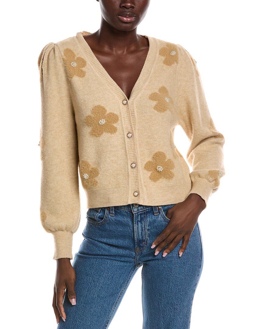 Nanette Lepore Eyelash Intarsia Cardigan In Neutral